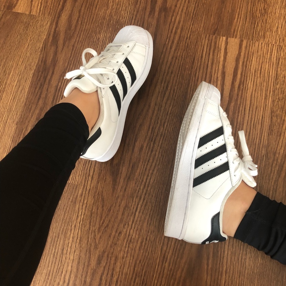 White/ black Adidas superstar